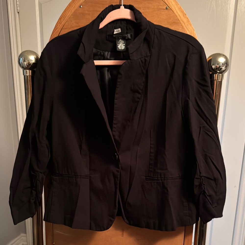 89th & Madison Black Blazer with Notched Lapel and 3/4 Sleeves